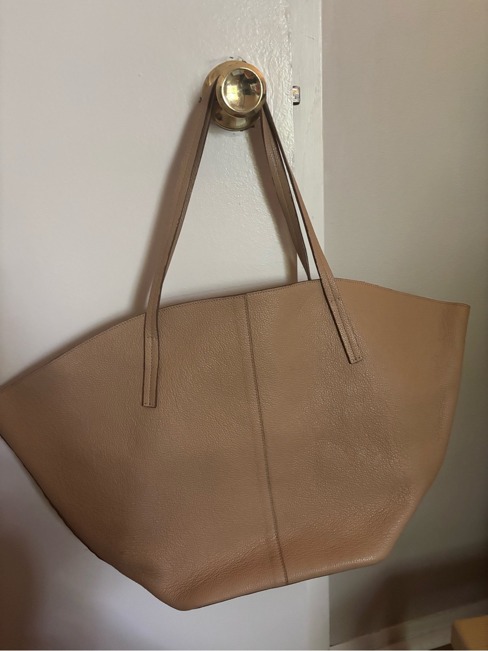 Neutral Tan Leather Tote Bag - Classic Everyday Carry